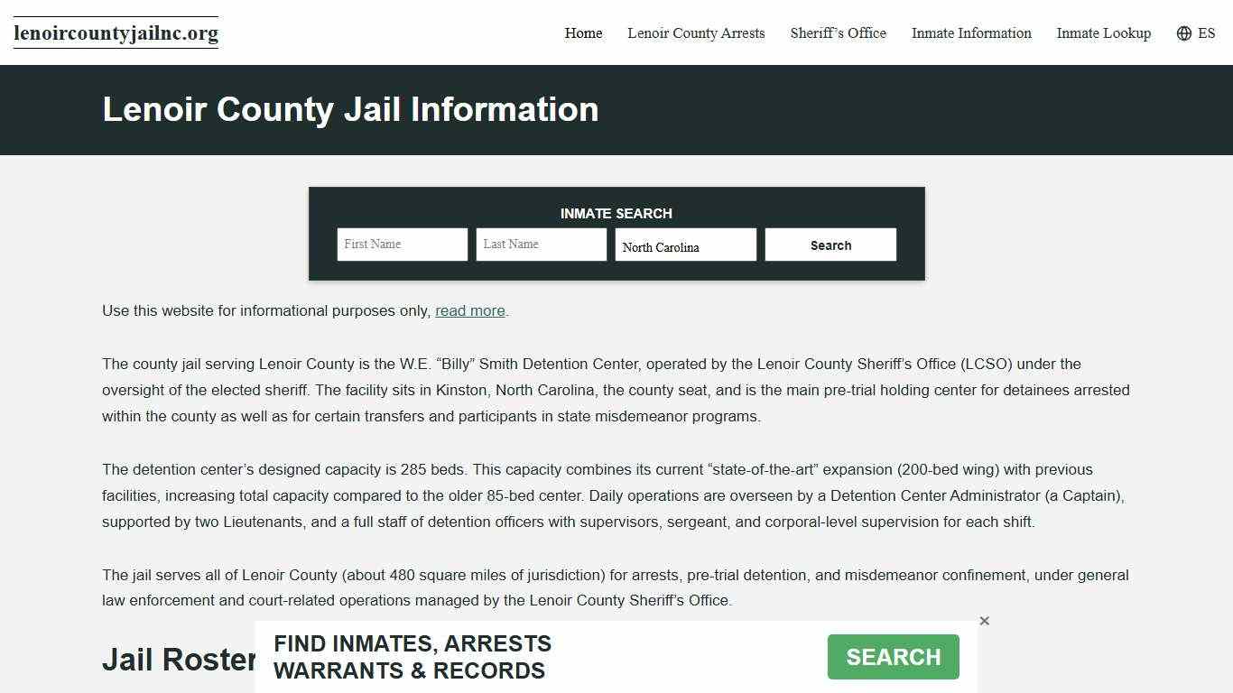 Lenoir County, NC Jail Roster, Inmate Info
